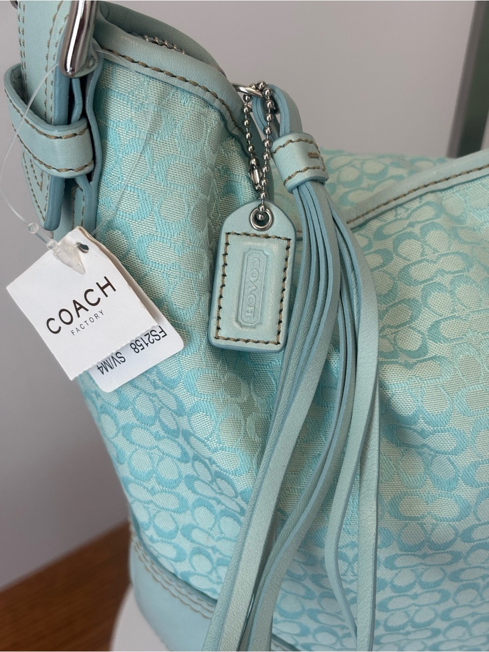 COACH VINTAGE SOHO SIGNATURE, LARGE HOBO SHOULDER BAG, CANVAS/LEATHER NIB - MIST - Picture 4 of 14